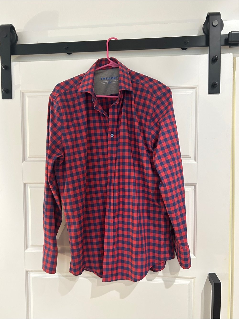 Twillory Red and Navy Check Long-Sleeve Men's Shirt